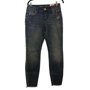 NWT INC Jeans Women's Size 6 Blue Studded Curvy Fit Skinny Leg Starstruck Wash